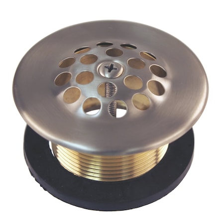 Westbrass 1-1/2 in Bath Drain W/ Grid and Screw in Satin Nickel D3311-C-07